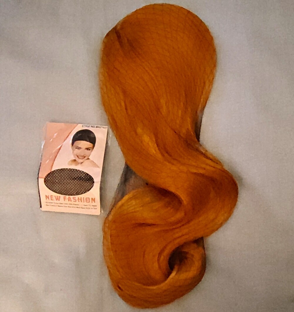 Women’s Synthetic Wavy Hairpiece/Toupee Orange 18 in Net Cap Elastic Band